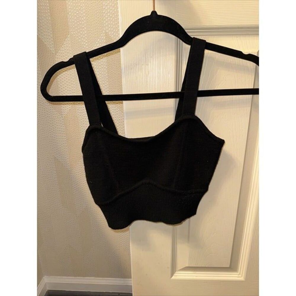 House‎ of Harlow 1960 Tank Top Womens S/P Black Knit  Crop Sleeveless NWT$98$